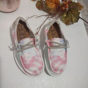 Hey Dude Kids Tie-Dye Moccasins - Pink and Blue
